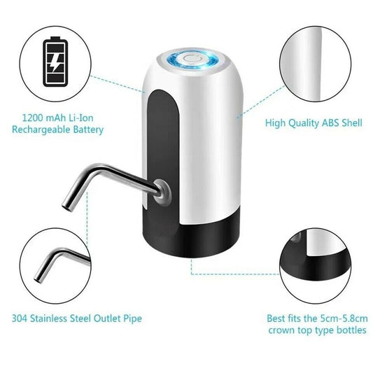 Automatic USB Rechargeable Water Pump for Gallon Bottles – One-Touch Electric Dispenser